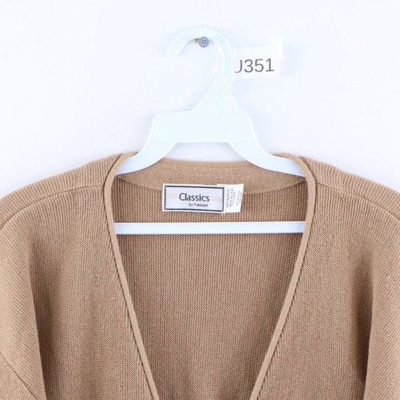 Vintage Acrylic Knit Button Cardigan Sweater Tan - Picture 2 of 7